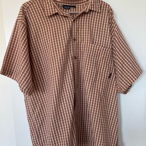 Patagonia Brown and White Checkered Button Down Shirt